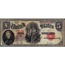 1907 $5 Woodchopper Legal Tender Note