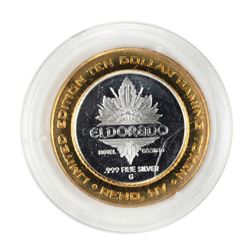 .999 Silver Eldorado Hotel and Casino $10 Casino Gaming Token Limited Edition