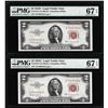 Image 1 : Lot of (2) Consecutive 1953C $2 Legal Tender Notes PMG Superb Gem Uncirculated 67EPQ