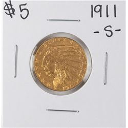 1911-S $5 Indian Head Half Eagle Gold Coin
