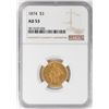 Image 1 : 1874 $3 Indian Princess Head Gold Coin NGC AU53