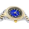 Image 7 : Rolex Mens Two Tone Blue Vignette VS 3 ctw Channel Set Diamond Datejust Wristwatch