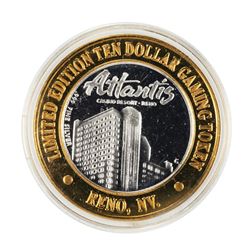 .999 Fine Silver Atlantis Casino & Resort Reno, NV $10 Limited Edition Gaming Token