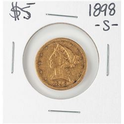 1898-S $5 Liberty Head Half Eagle Gold Coin