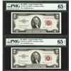 Image 1 : Lot of (2) Consecutive 1953C $2 Legal Tender Notes Fr.1512 PMG Gem Uncirculated 65EPQ