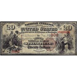 1882 Brown Back $20 NB of Springfield, MA CH# 308 National Currency Note