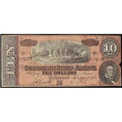 1864 $10 Confederate States of America Note
