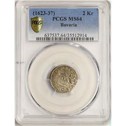 1623-37 Bavaria 2 Kreuzer Coin PCGS MS64