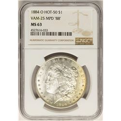 1884-O VAM-25 MPD "88" $1 Morgan Silver Dollar Coin NGC MS63