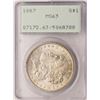 Image 1 : 1887 $1 Morgan Silver Dollar Coin PCGS MS63 Old Green Rattler Holder
