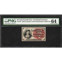 March 3, 1862 10 Cent Fourth Issue Fractional Currency Note Fr.1257 PMG Choice Unc. 64