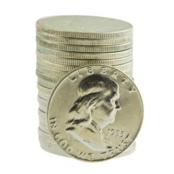 Roll of (20) Brilliant Uncirculated 1953-D Franklin Half Dollar Coins