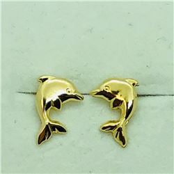 14KYellow Gold Dolphin Screwback Earrings, Suggested Retail Value $140