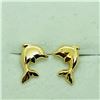 Image 1 : 14KYellow Gold Dolphin Screwback Earrings, Suggested Retail Value $140