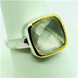 Rhodium Plated Rose Quartz(5.9cts) Ring (~Size 8) (~weight 5.6g), Suggested Retail Value $200 (Estim