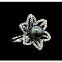 Pearl and Diamond Ring - 14KT White Gold