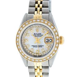 Rolex Ladies 2 Tone 14K MOP String Diamond Datejust Wristwatch