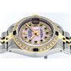 Image 4 : Rolex Ladies 2 Tone 14K Pink MOP Emerald & Sapphire Datejust Wriswatch