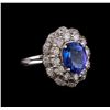 14KT White Gold 3.15 ctw Tanzanite and Diamond Ring