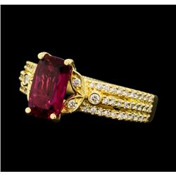 1.50 ctw Pink Tourmaling And Diamond Ring - 18KT Yellow Gold