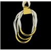 Image 1 : Multi Strand Leather Necklace - Gold Plated