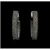 Image 1 : 6x38mm Crystal Hoop Earrings - Black Rhodium