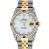 Rolex Mens 2 Tone 14K Lugs MOP Diamond & Sapphire 36MM Datejust