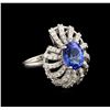 3.60 ctw Tanzanite and Diamond Ring - 14KT White Gold
