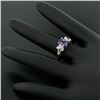 Image 3 : 14K White Gold 1.05 ctw Oval Amethyst Solitaire Ring w/ 6 Diamond Accents