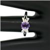 Image 4 : 14K White Gold 1.05 ctw Oval Amethyst Solitaire Ring w/ 6 Diamond Accents