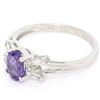 Image 5 : 14K White Gold 1.05 ctw Oval Amethyst Solitaire Ring w/ 6 Diamond Accents