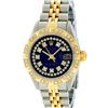 Image 2 : Rolex Ladies 2 Tone 14K Blue Vignette String Pyramid Diamond Datejust Wristwatch