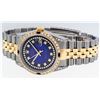 Image 6 : Rolex Mens 2 Tone 14K Lugs Blue Vignette Diamond String & Sapphire Datejust Wris