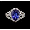 Image 2 : 18KT White Gold 3.44 ctw Tanzanite and Diamond Ring