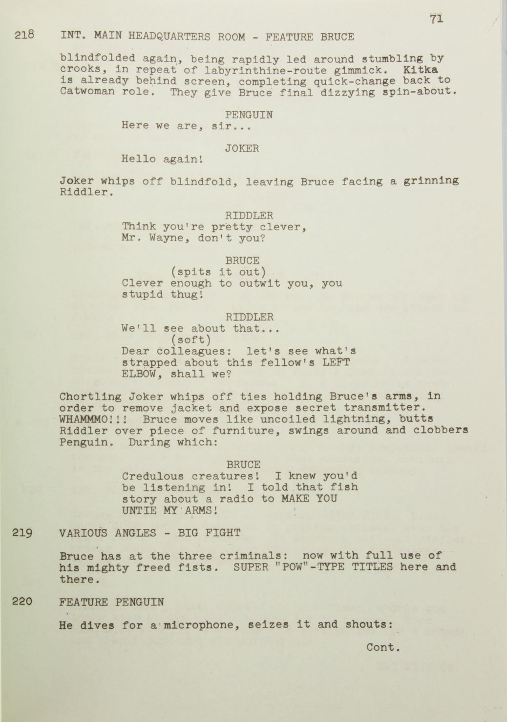 Batman cast signed Final Draft shoot script.