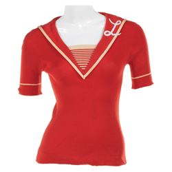 Penny Marshall "Laverne DeFazio" red sailor top from Laverne & Shirley.