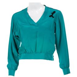 Penny Marshall "Laverne DeFazio" teal silk shirt from Laverne & Shirley.