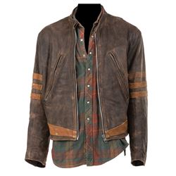Hugh Jackman 'Wolverine/Logan' leather jacket and flannel shirt from X-Men.