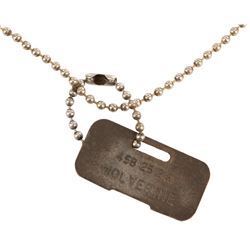 Hugh Jackman 'Wolverine' dog tag on custom display base from X-Men.