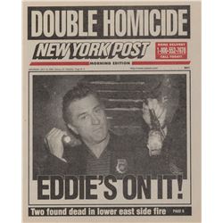 Prop newspaper depicting Robert De Niro as 'Detective Eddie Fleming' from 15 Minutes.