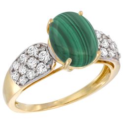 Natural 3.1 ctw malachite & Diamond Engagement Ring 14K Yellow Gold - REF-56V2F
