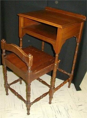 Antique Telephone Table W Separate Chair