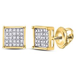 0.15 CTW Diamond Square Cluster Stud Earrings 10KT Yellow Gold - REF-8M9H