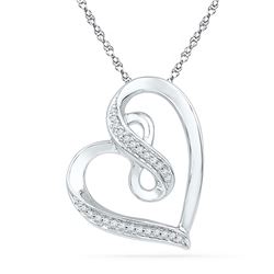 0.10 CTW Diamond Heart Infinity Pendant 10KT White Gold - REF-18K2W
