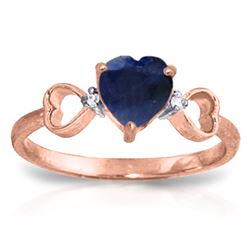Genuine 1.01 ctw Sapphire & Diamond Ring Jewelry 14KT Rose Gold - REF-43M2T