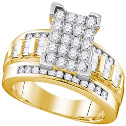 2 CTW Diamond Cluster Bridal Engagement Ring 10KT Yellow Gold - REF-118K3W
