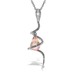 Genuine 2.28 ctw Pink Topaz & Diamond Necklace Jewelry 14KT White Gold - REF-49V3W