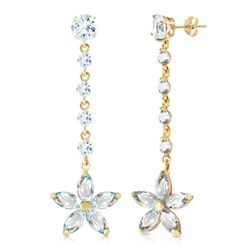 Genuine 4.8 ctw Aquamarine Earrings Jewelry 14KT Yellow Gold - REF-68H4X