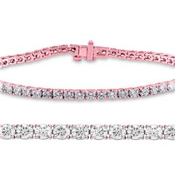 Natural 3.03ct VS-SI Diamond Tennis Bracelet 18K Rose Gold - REF-246M6X