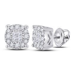 0.25 CTW Princess Diamond Soleil Cluster Earrings 14KT White Gold - REF-33K8W